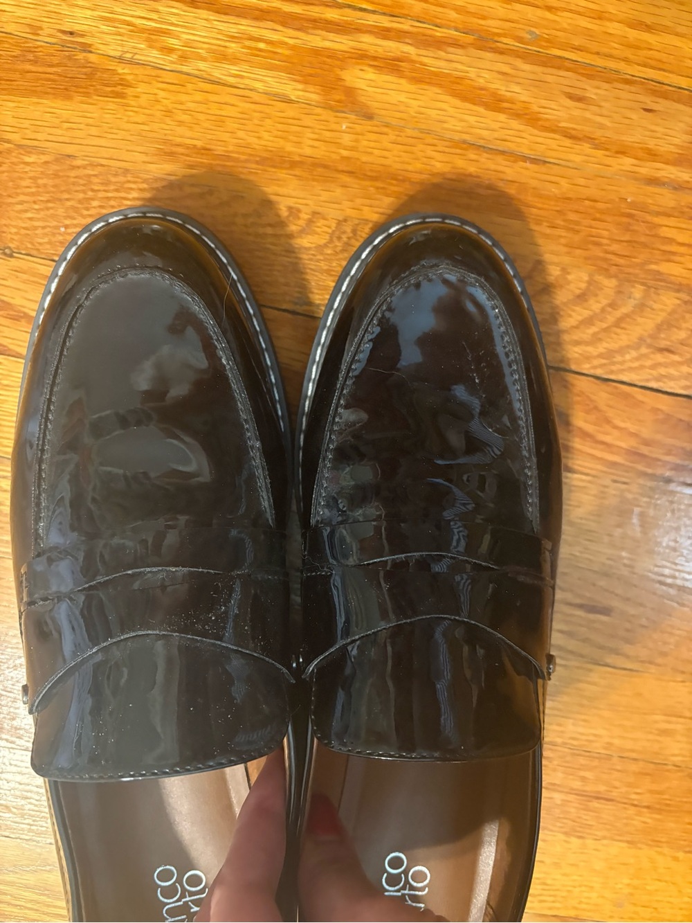 Franco Sarto Black Patent Leather Penny Loafers - Picture 6 of 8